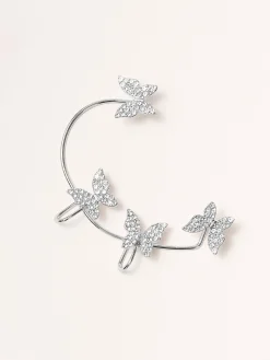 Alloy Rhinestone Butterfly Cuff Earrings