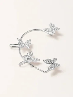 Alloy Rhinestone Butterfly Cuff Earrings