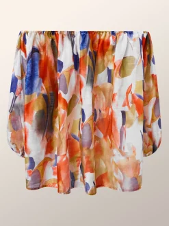 Boat Neck Vacation Loose Floral Print Shirt