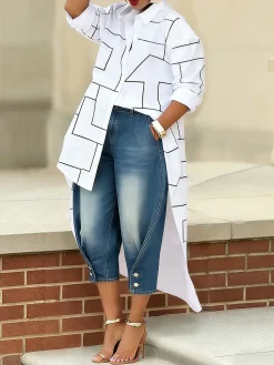 Casual Abstract Graphic Printing Shirt Collar Shirt