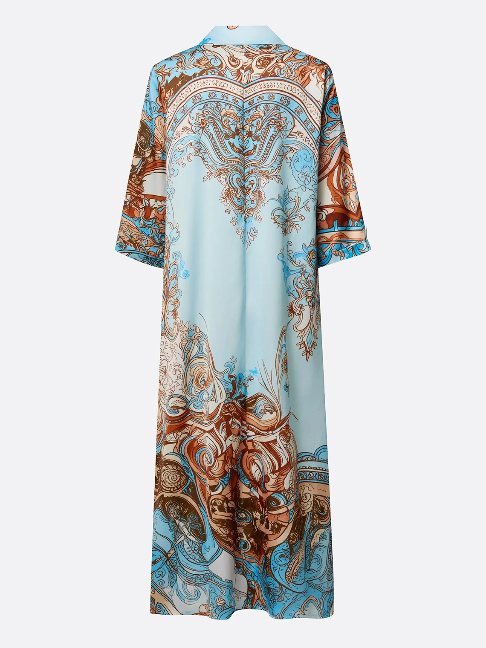 Casual Abstract Print Relaxed Maxi Shirt Dress