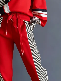 Casual Colorblock Ankle Cuffed Pants