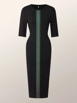 Casual Color Block Classic Tight Crew Neck Bodycon Dress