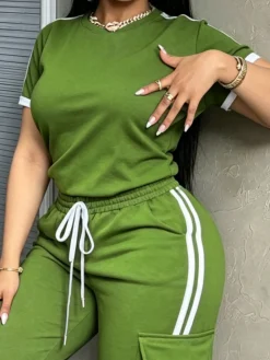 Casual Color Block Crew Neck T-shirt