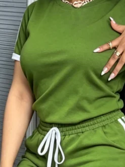 Casual Color Block Crew Neck T-shirt