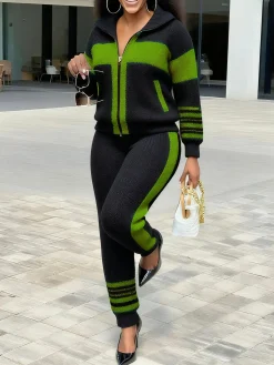 Casual Color Block Shawl Collar Sporty Cardigan