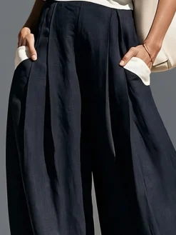 Casual Color Block Split Joint Wide Leg Pants