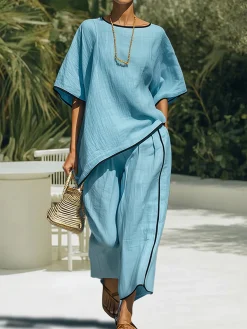 Casual Color Block Split Joint Blouse