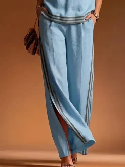 Casual Color Block Straight Pants