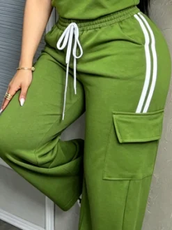 Casual Color Block Straight Pants