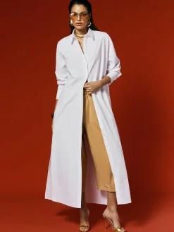 Casual Cotton Loose Split Long Shirt
