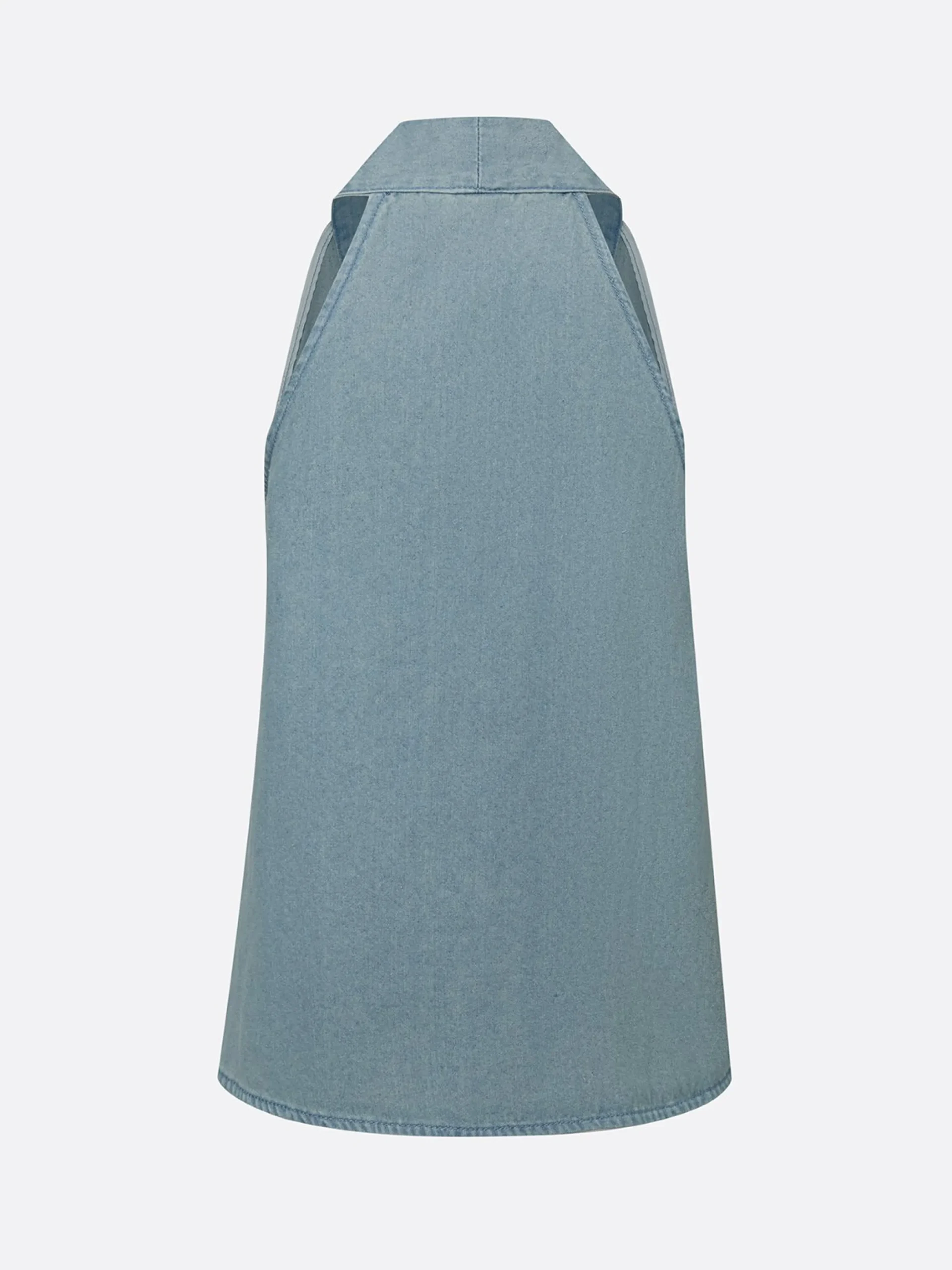 Casual Denim Halter Top Sleeveless Deep V-Neck Loose Summer Blouse