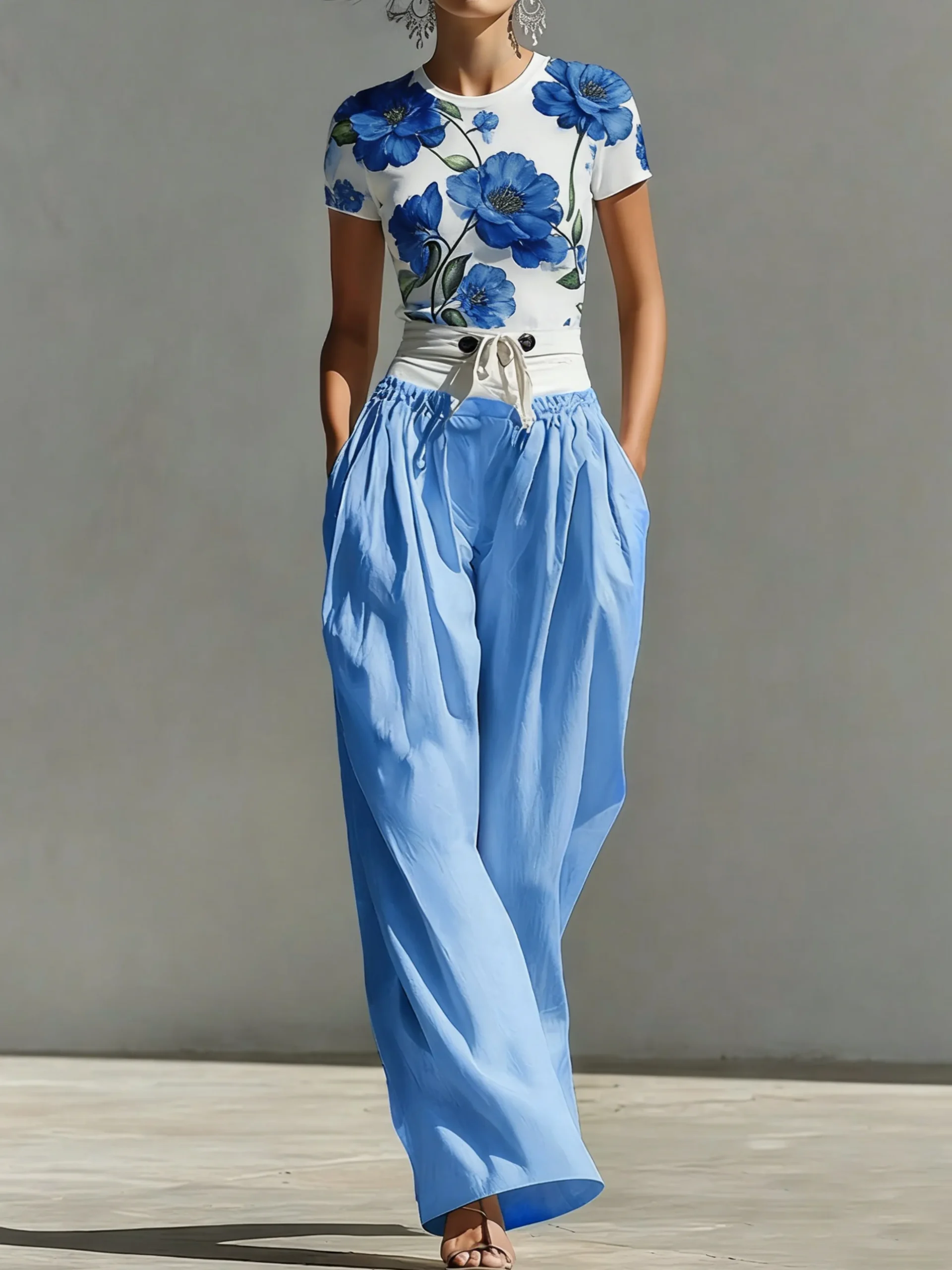 Casual Floral Slim Fit Short Sleeve Tee
