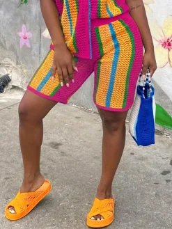 Casual Geometric Straight Pants Shorts