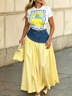 Casual Lemon Crew Neck T-shirt