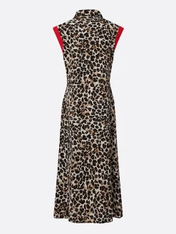 Casual Leopard Colorblock Tailored Maxi Dress