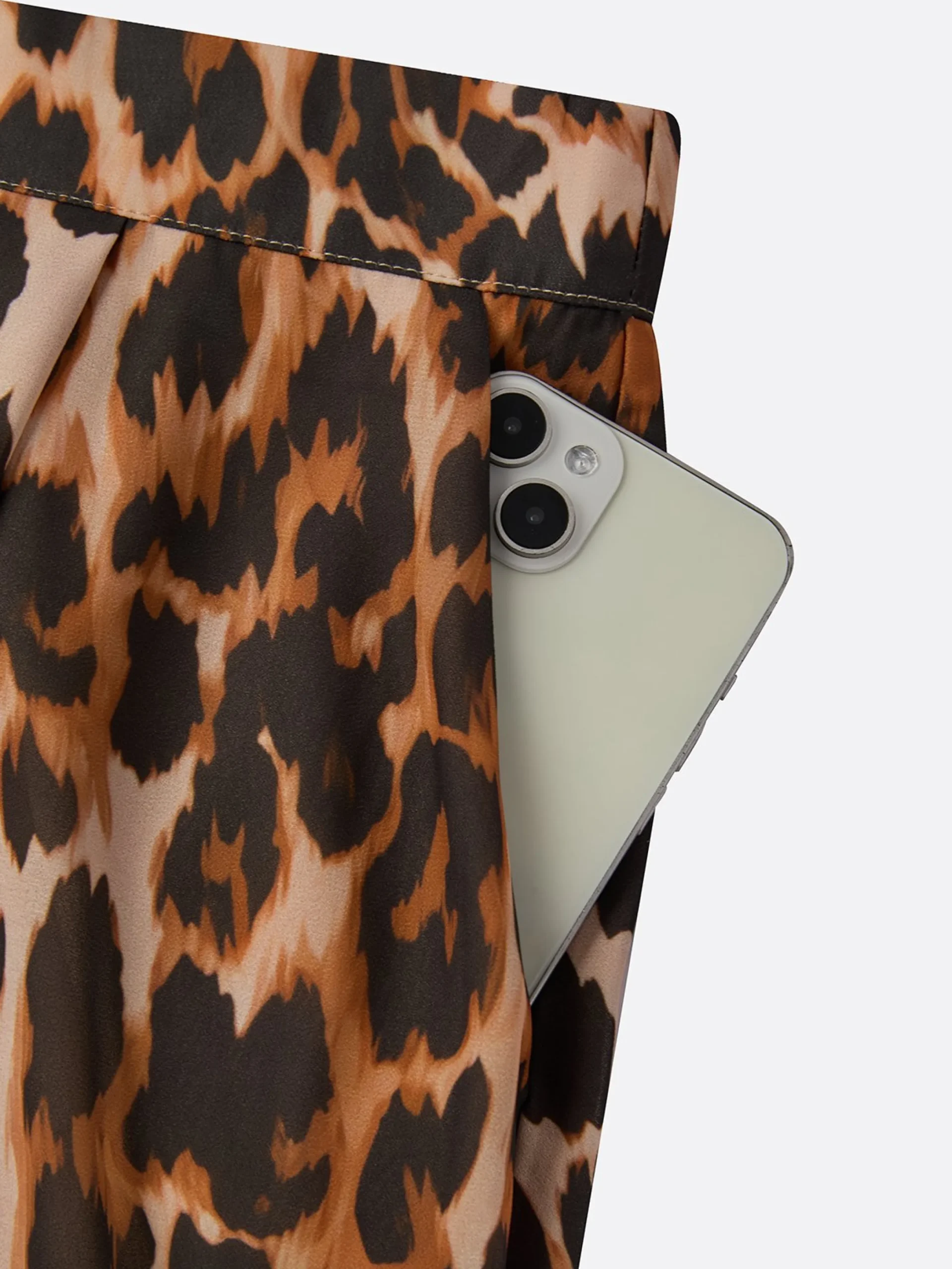 Casual Leopard Colorblock Wide Leg Pants No Belt
