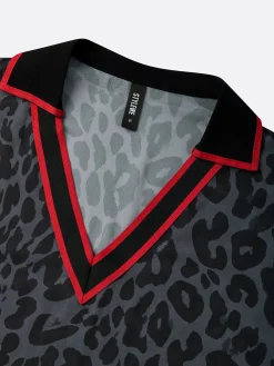 Casual Leopard Printing Shawl Collar Blouse