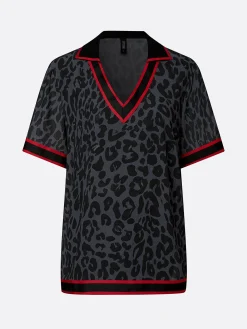 Casual Leopard Printing Shawl Collar Blouse