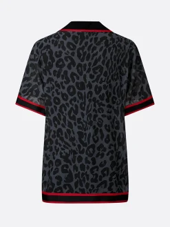 Casual Leopard Printing Shawl Collar Blouse
