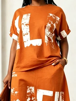 Casual Letter Print Tailored Short Sleeve Tee