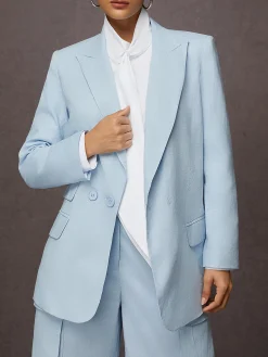 Casual Linen Plain Lapel Collar Blazer