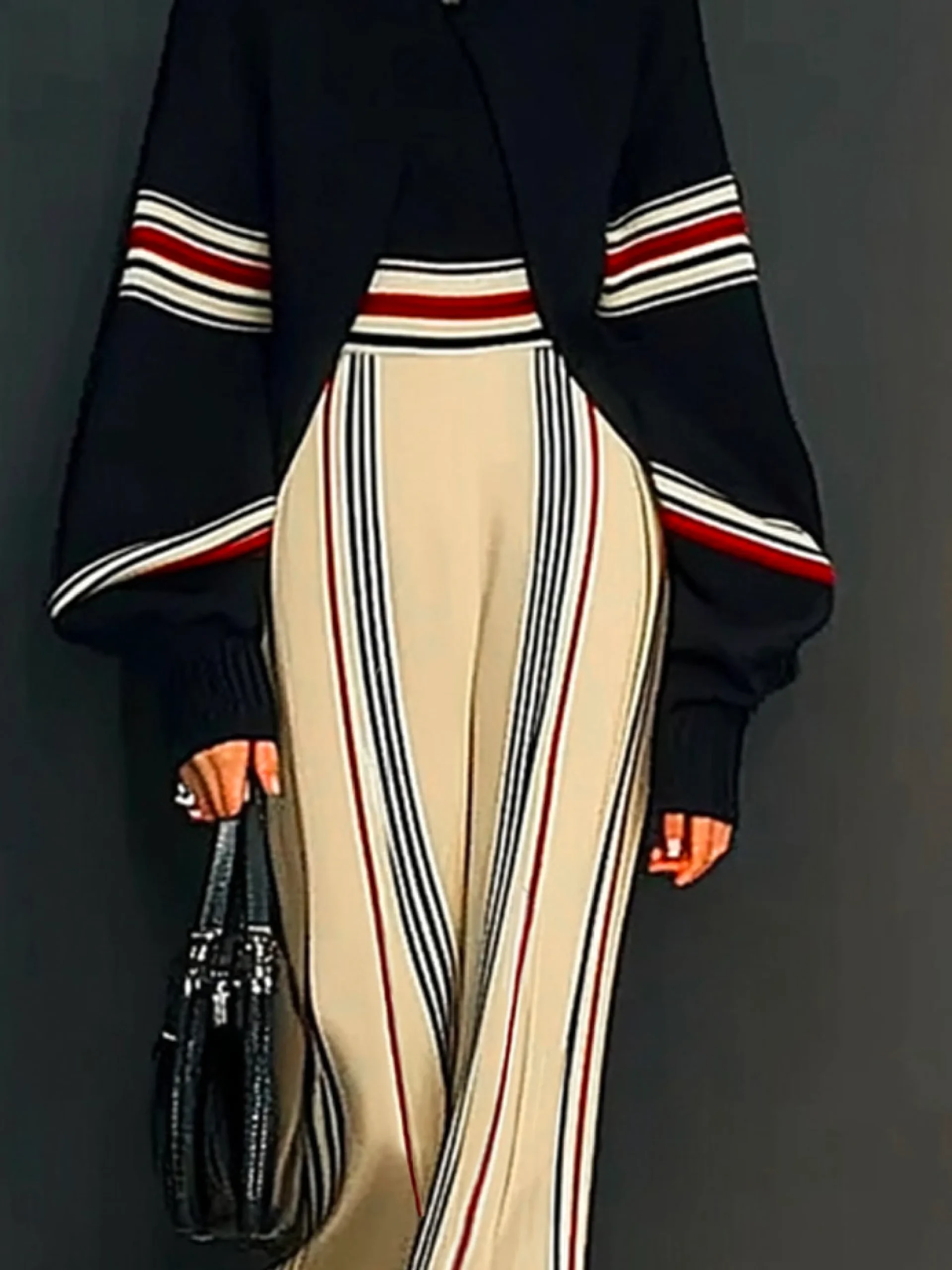 Casual Loose Color Block Sweater Pants