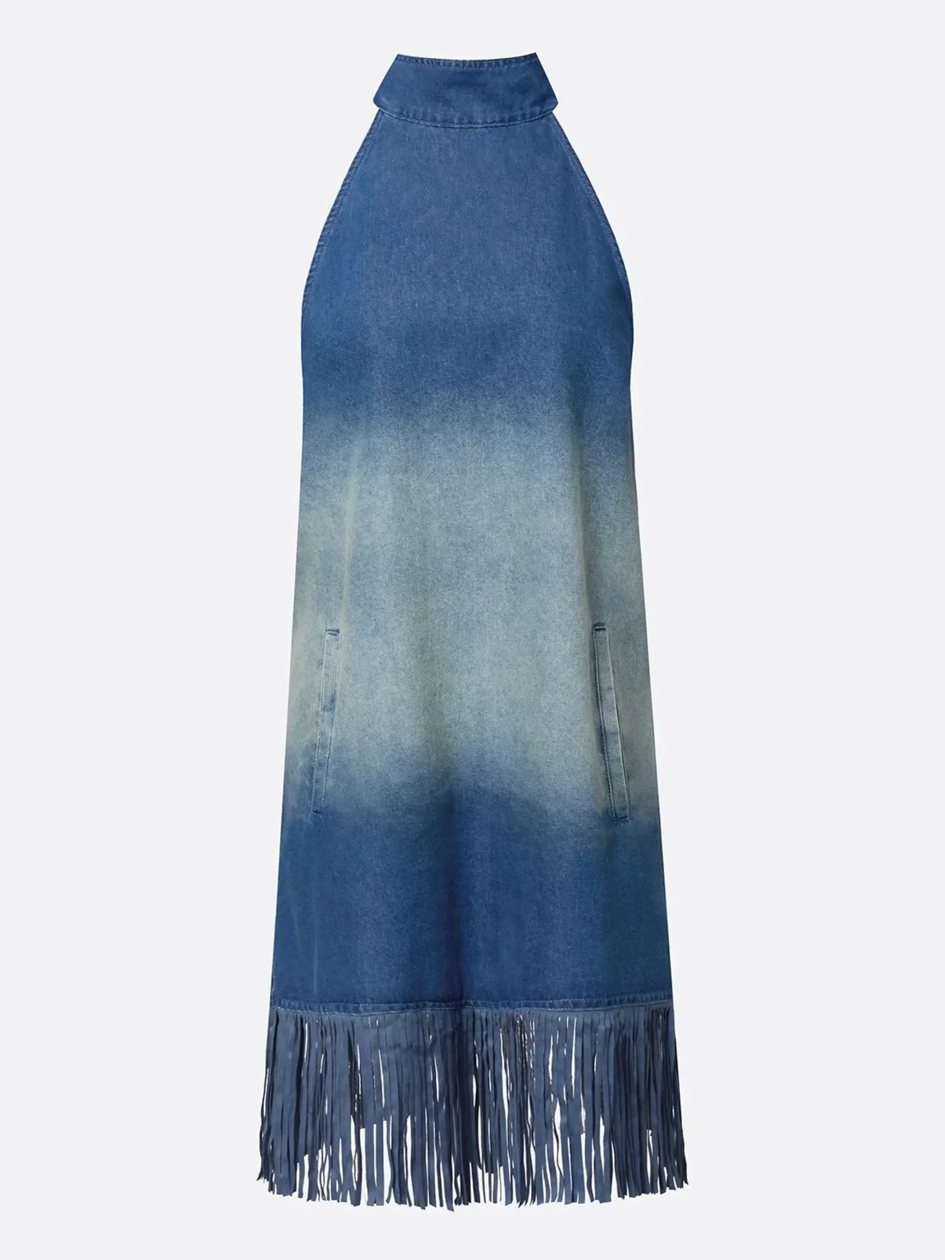 Casual Natural Denim Mini Dress Stand Collar Daily Wear