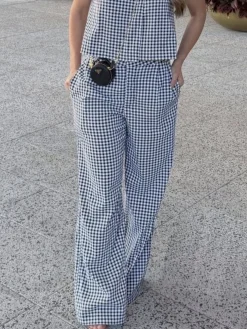 Casual Plaid Straight Pants