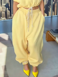 Casual Plain Ankle Banded Pants