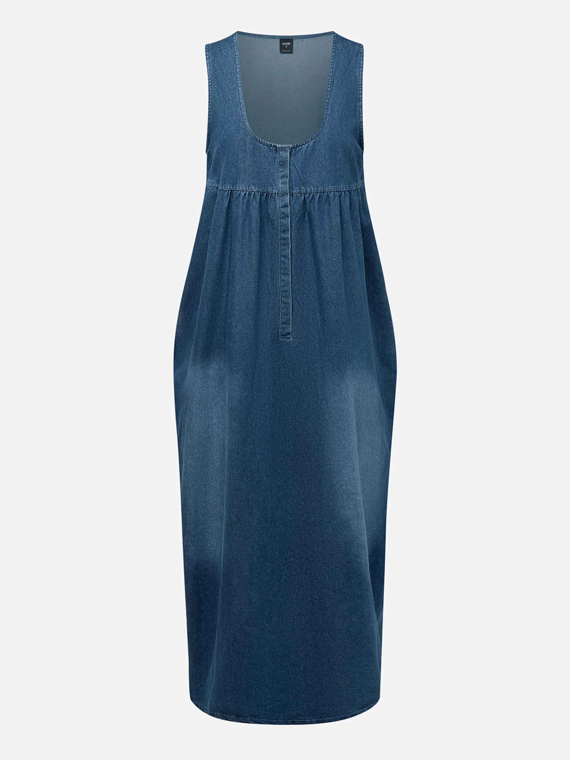 Casual Plain Distressing U-Neck Denim Maxi Dress