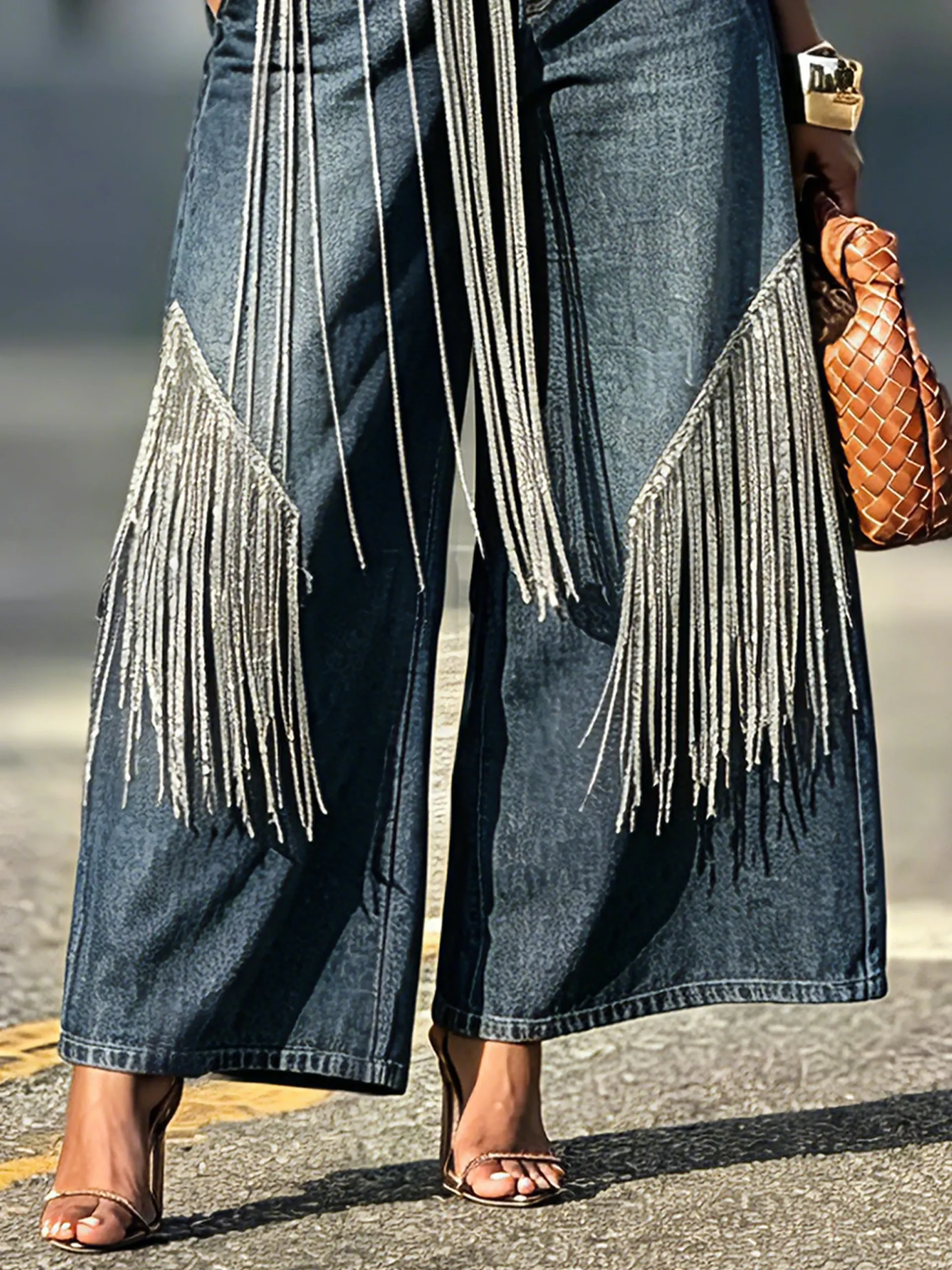 Casual Plain Loose Denim Jeans