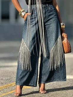 Casual Plain Loose Denim Jeans