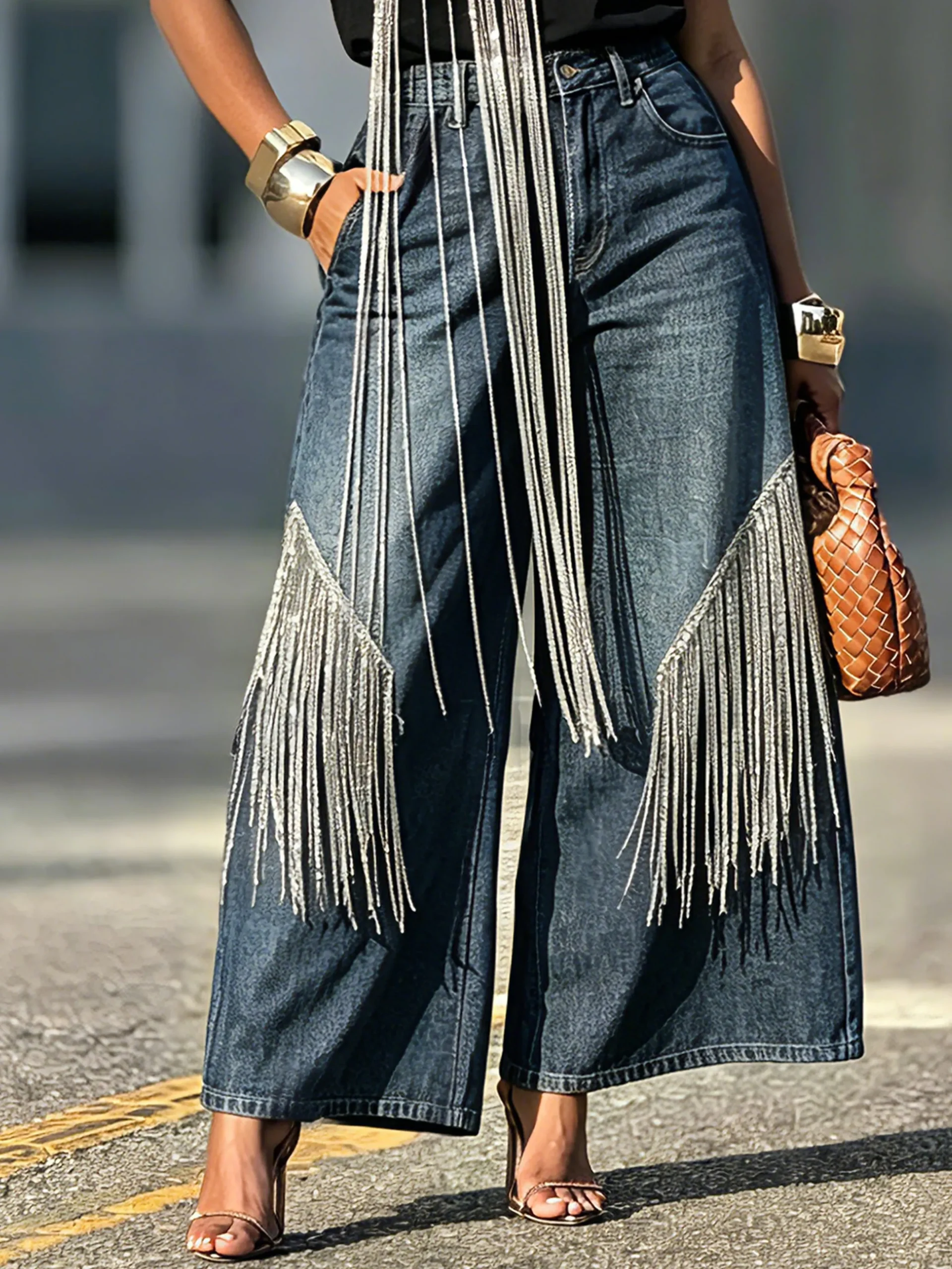 Casual Plain Loose Denim Jeans