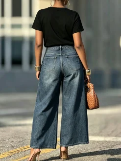 Casual Plain Loose Denim Jeans