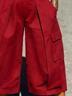 Casual Plain Pocket Stitching Cargo Pants Pant With No Belt