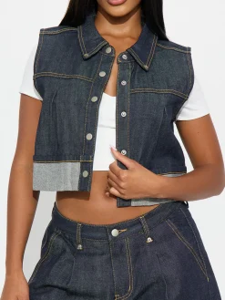 Casual Plain Shawl Collar Soft Tencel Denim Vest