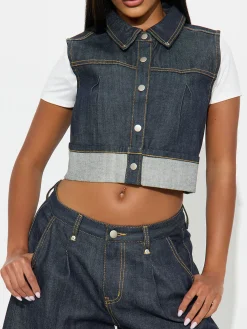 Casual Plain Shawl Collar Soft Tencel Denim Vest