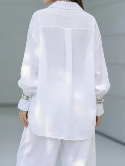 Casual Plain Shirt Collar Shirt