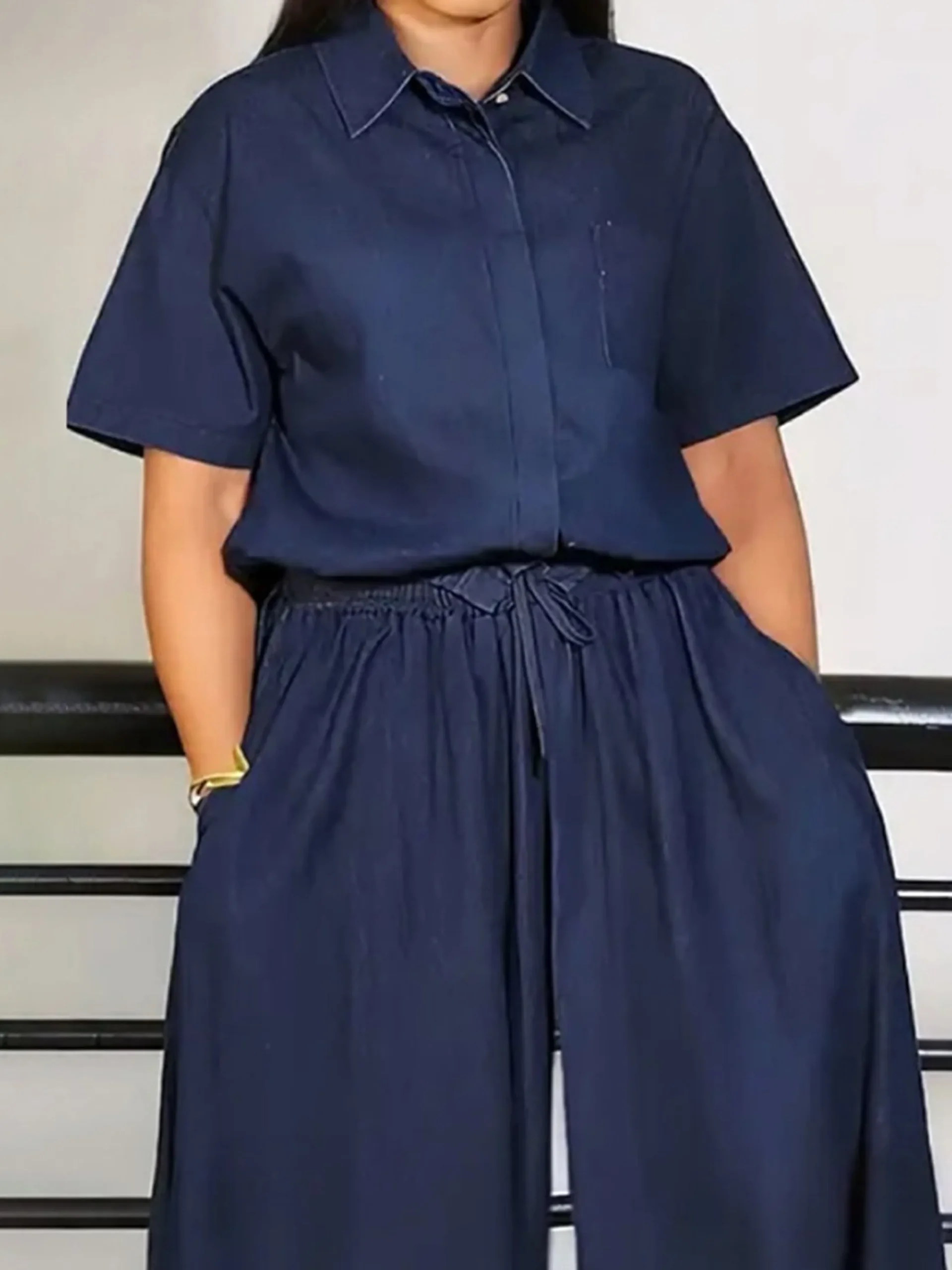 Casual Plain Shirt Collar Soft Tencel Denim Shirt
