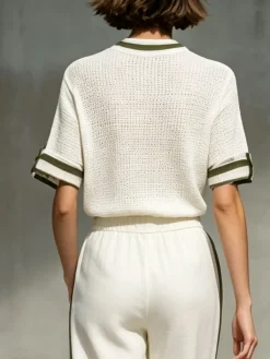 Casual Plain Split Joint Knit Top