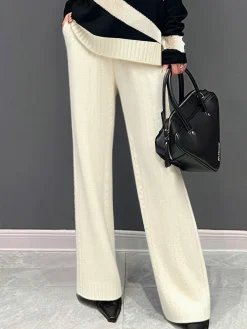 Casual Plain Straight Sweater Pants