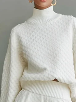 Casual Plain Turtleneck Sweater