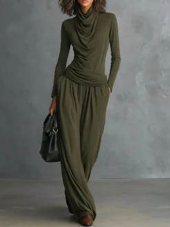 Casual Plain Wide Leg Pants