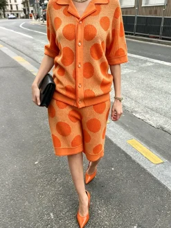 Casual Polka Dots Sweater Straight Pants Shorts
