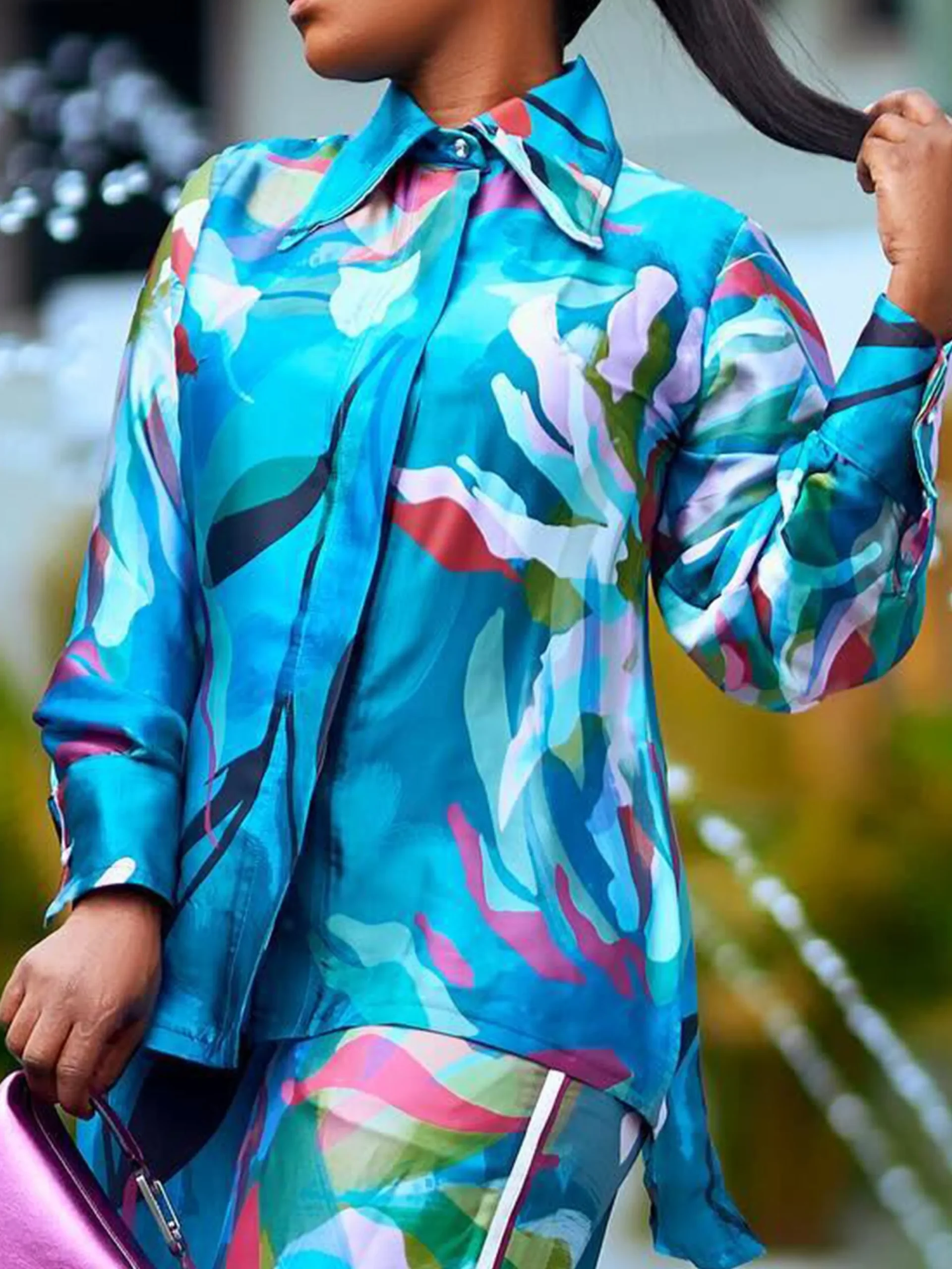 Casual Random Print Printing Shirt Collar Shirt