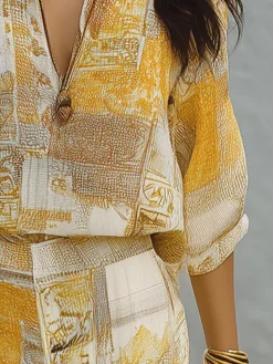 Casual Random Print Printing Shirt Collar Shirt
