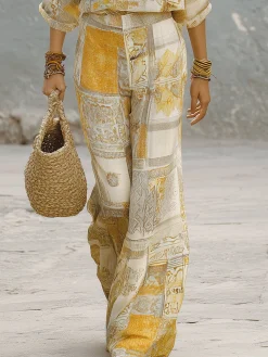 Casual Random Print Printing Straight Pants