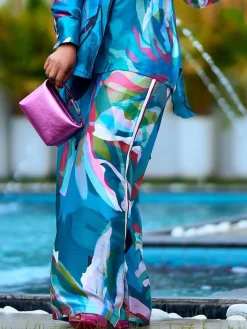 Casual Random Print Printing Wide Leg Pants