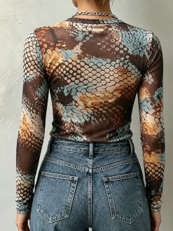 Casual Snakeskin Crew Neck T-shirt